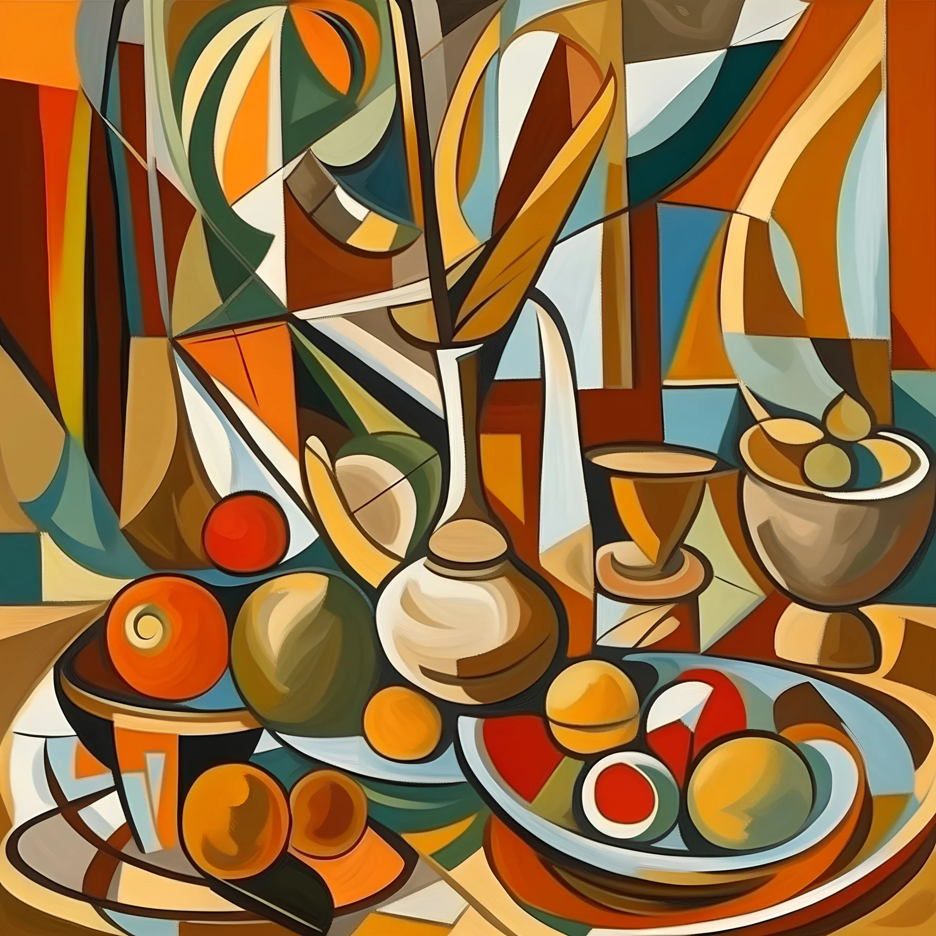 picasso cubism still life browns