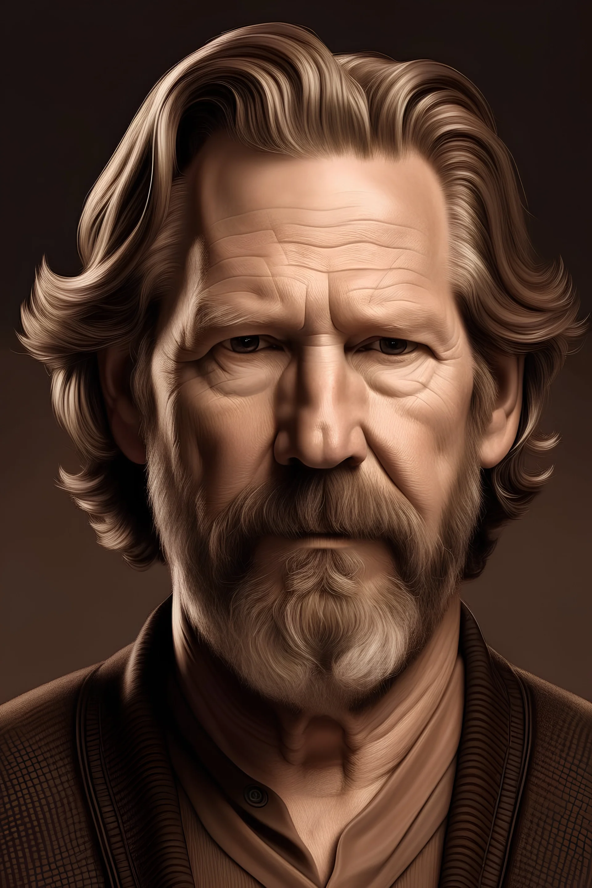 Rostro femenino completo de 37 años, retrato, geométrico. pelo corto castaño, sin barba, tipo jeff bridges