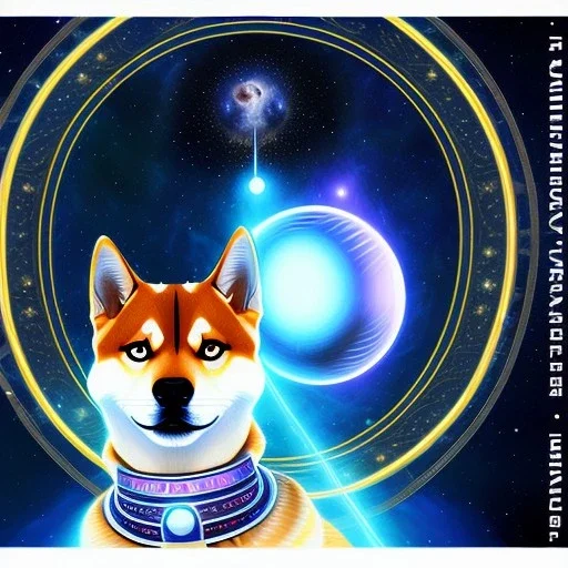 shiba inu starry eyes, psychic ethereal orbs, spaceforce collar