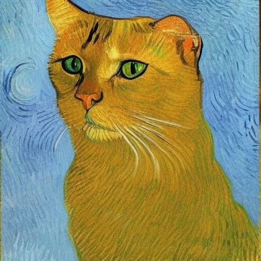 Portrait d'un chat par Van Gogh