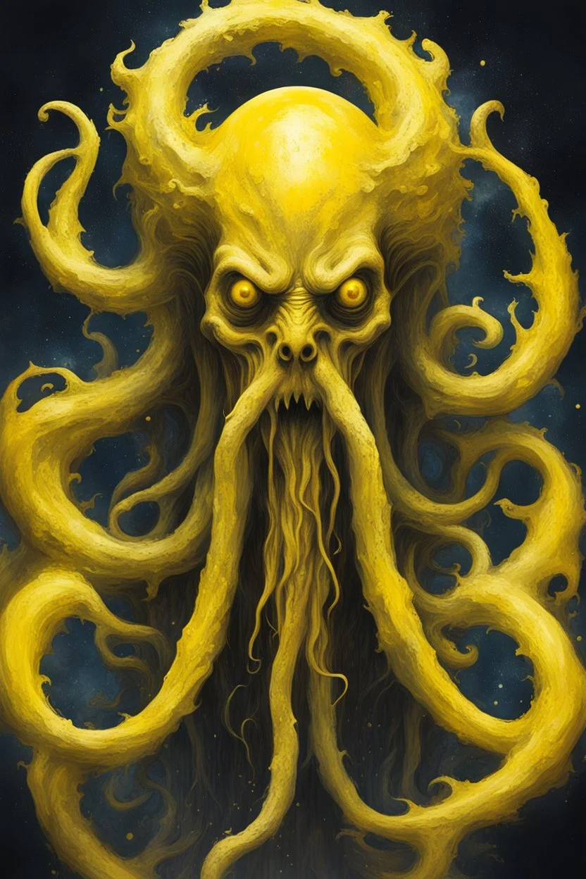 yellow elder god of ballance and perfection inhumane cosmic horror yellow paint