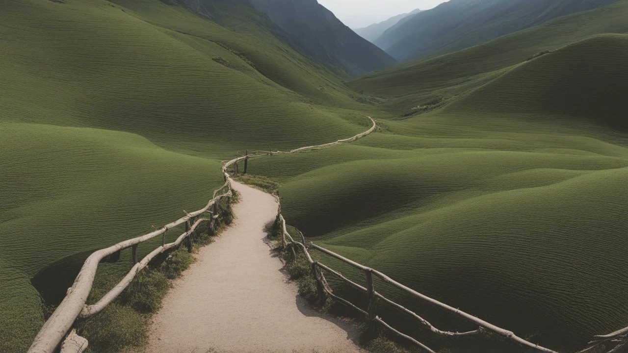 the winding path through the mountains