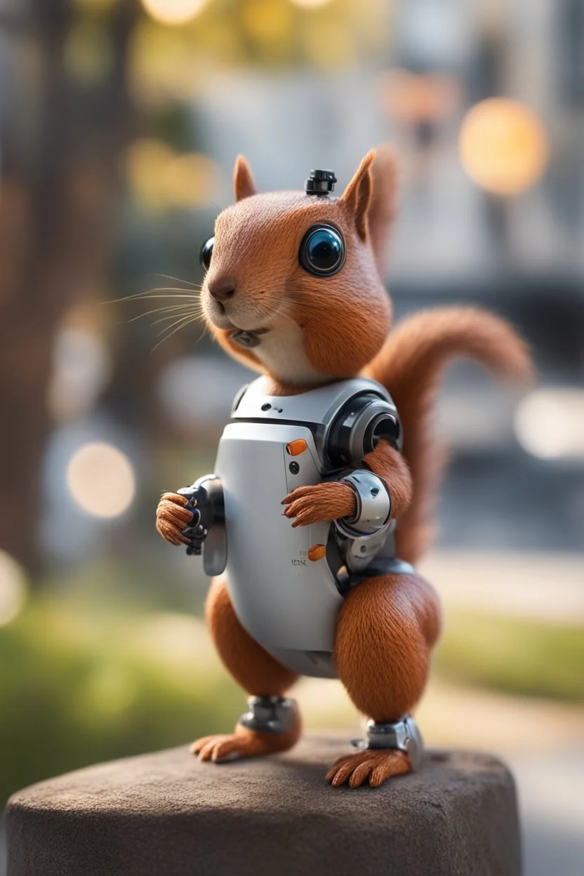 squirrel chat robot, bokeh like f/0.8, tilt-shift lens 8k, high detail, smooth render, down-light, unreal engine, prize winning