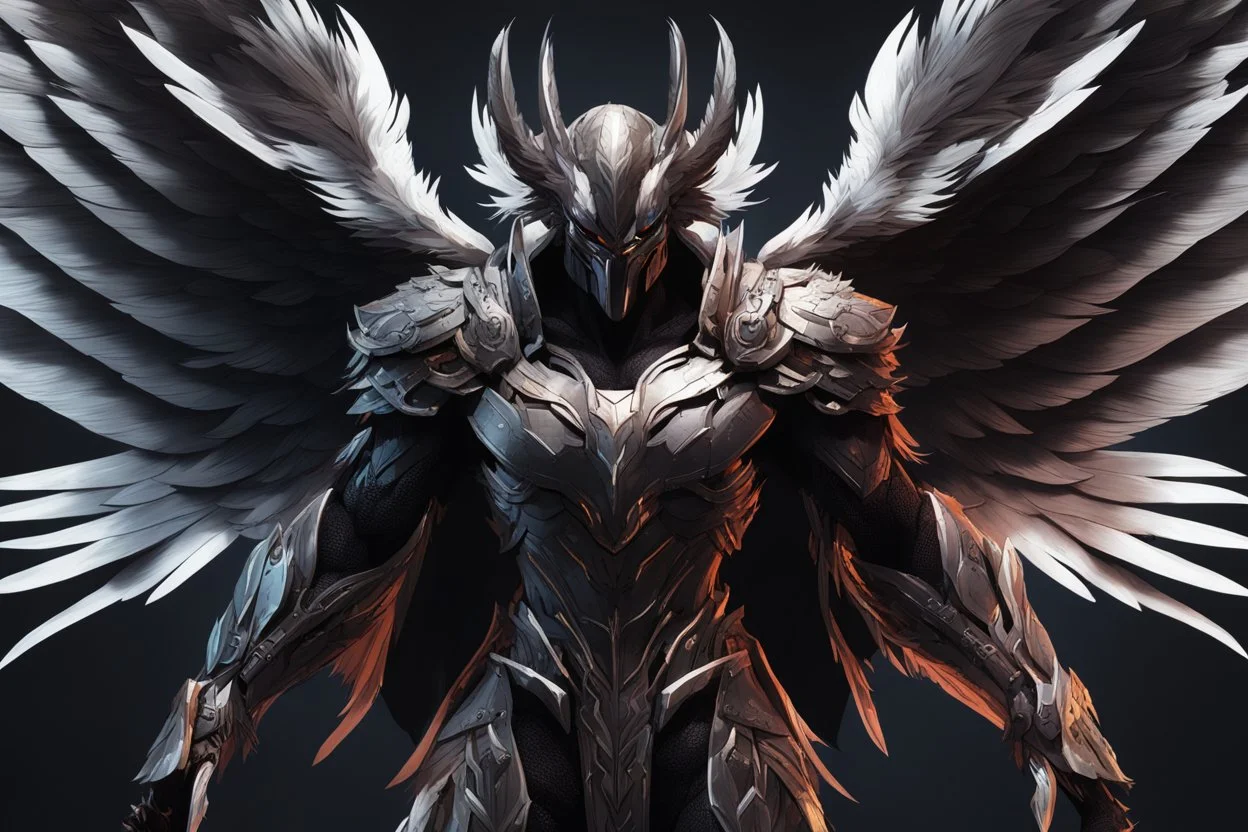 grendel in 8k solo leveling shadow artstyle, ra them, neon effect, big white wings, feathers, full body, apocalypse, intricate details, highly detailed, high details, detailed portrait, masterpiece,ultra detailed, ultra quality