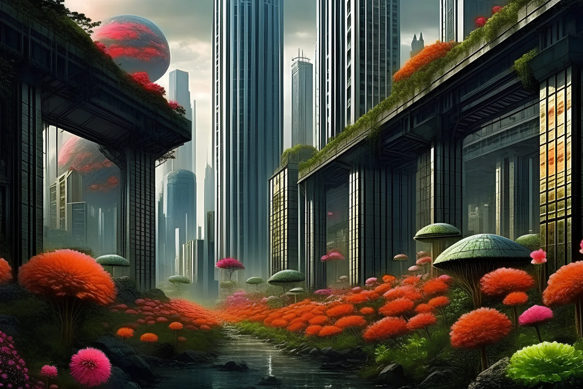 city, sci-fi, flowers, rocks, johnny mnemonic influence