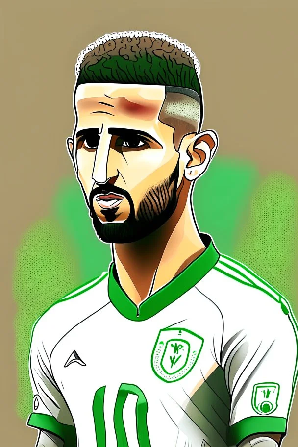 Riyad Mahrez Algerian football player cartoon 2d