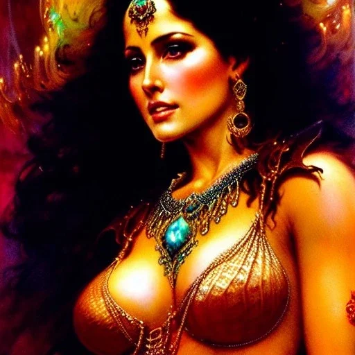 Drawing of beautiful face,'beautiful ,Busty Dejah Thoris',intense stare, ancient skintight armor, balanciaga fashion clothe painting by gaston bussiere, greg rutkowski, yoji shinkawa, yoshitaka amano, tsutomu nihei, donato giancola, tim hildebrandt, Oil on canvas, cinematic composition, extreme detail,fit full head inside picture,16k