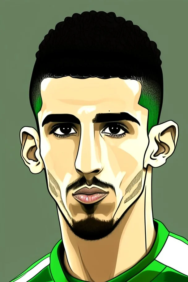 Ryan Ait Nouri Algerian soccer player cartoon 2d