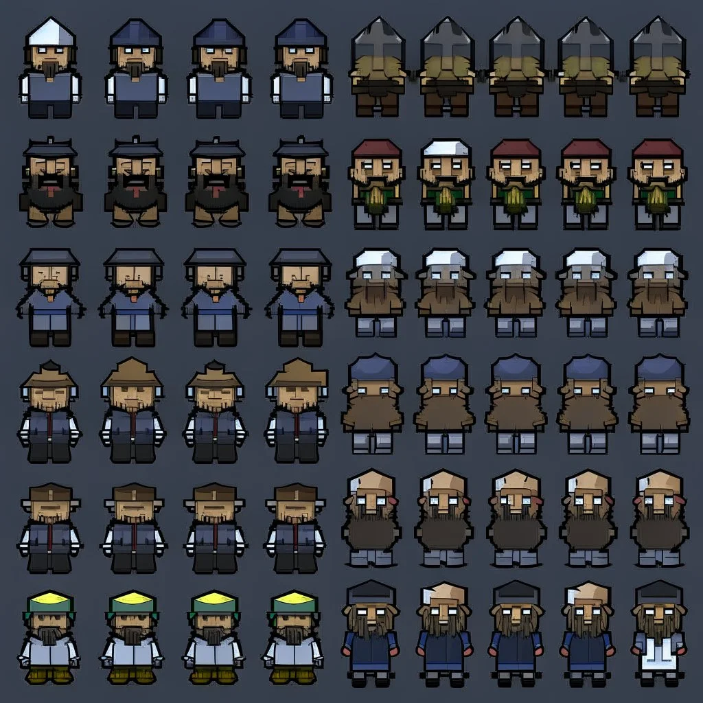 sprite sheet character, rimworld style