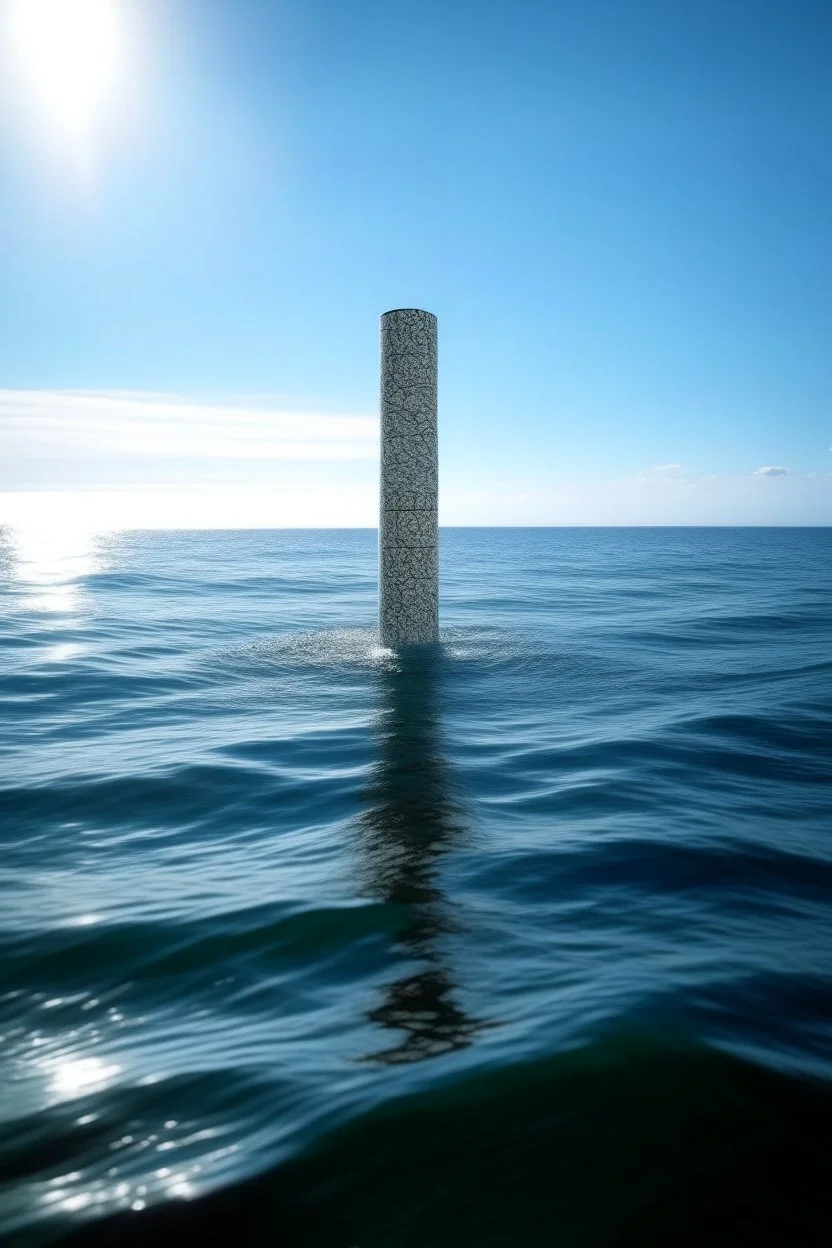 . A Peace Pole standing in the middle of the ocean