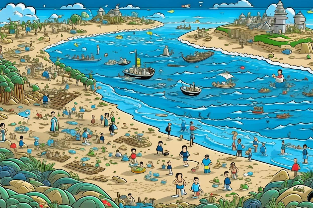 where's Wally but with elon musk si its a where is elon musk game big image beach