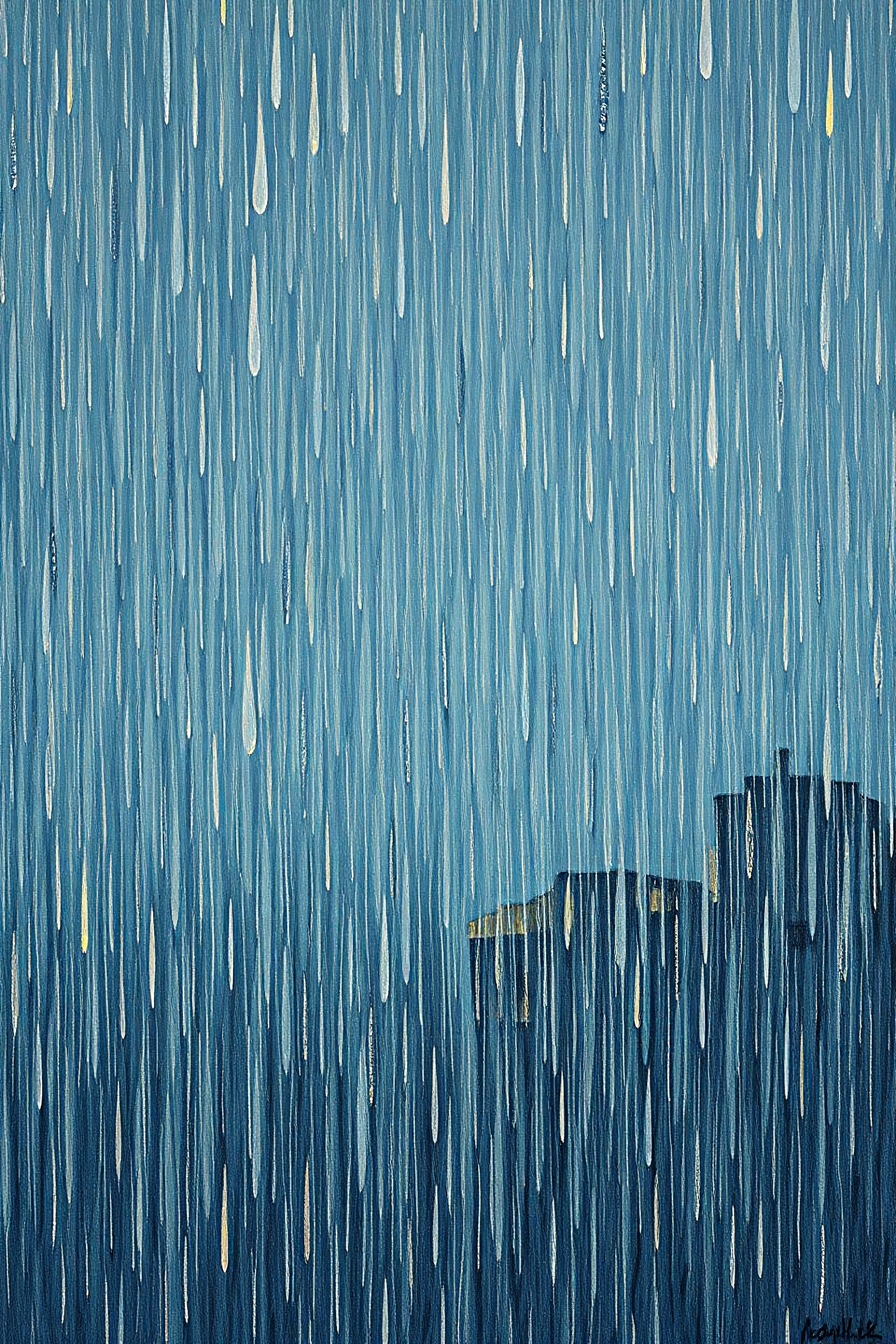 Tableau de van gogh, de Gouttes de pluie , fondgris