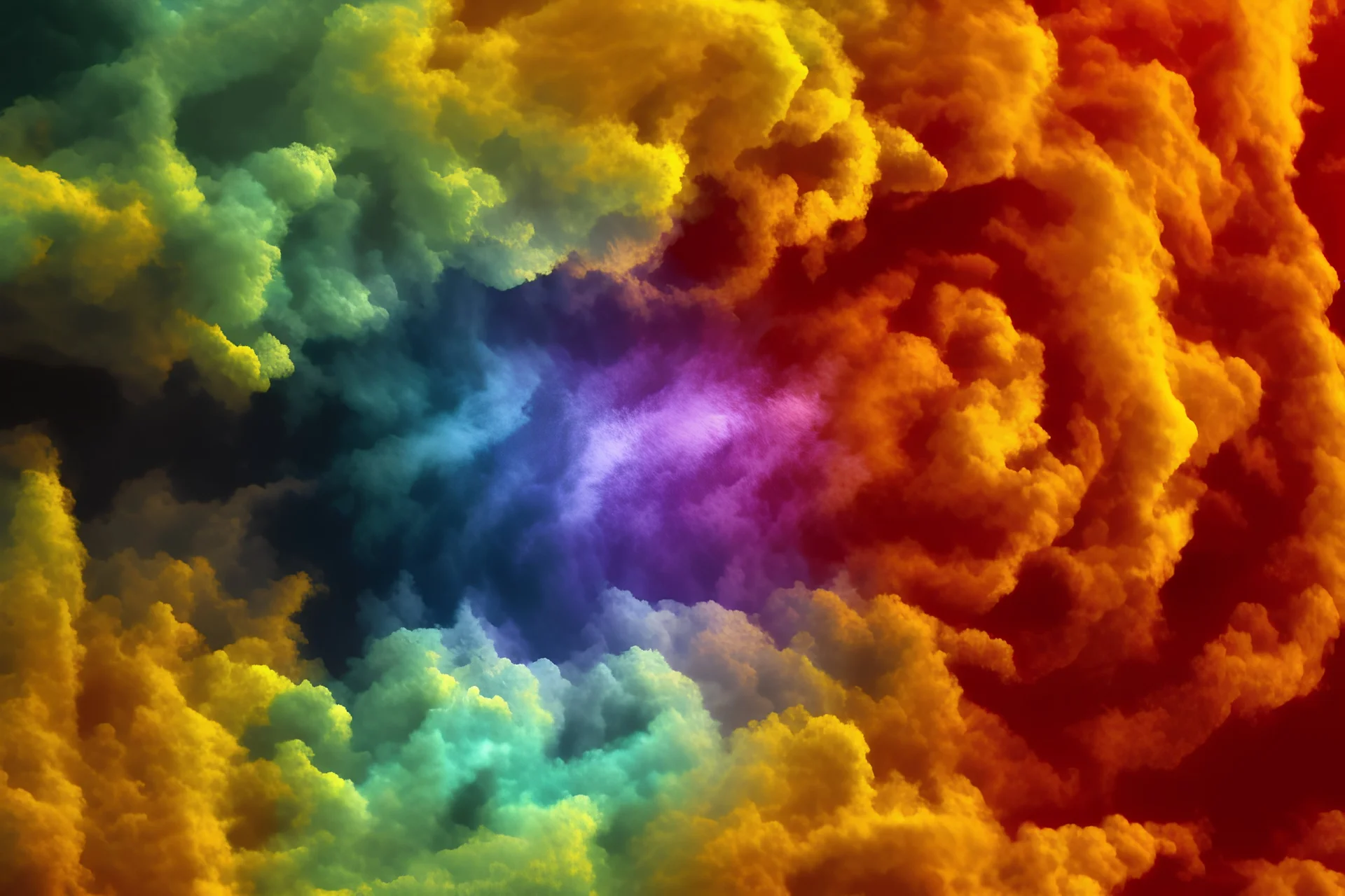 precise digital photo of a rgb random multicolour tornado made of smoke particles, over a stormy ocean, high waves colliding with the smoke, foam, intricate, 8k, extremely detailed, cgi, hyperrealistic render, volumetric lighting, impressive volumetric clouds, vitality colors, double precision