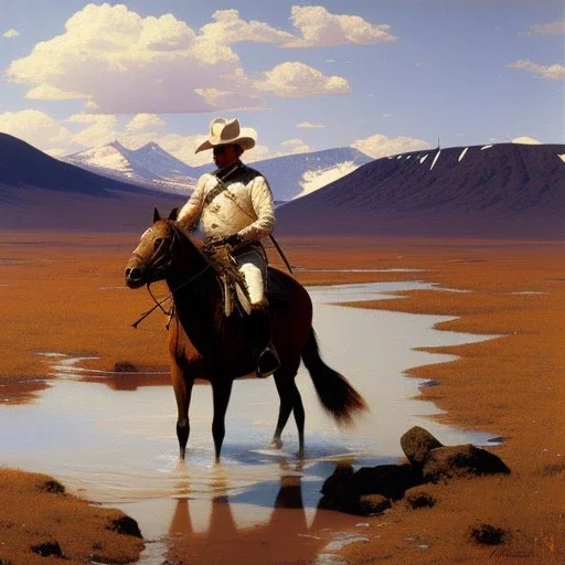 Frederic remington Painting of muskeg in alaska