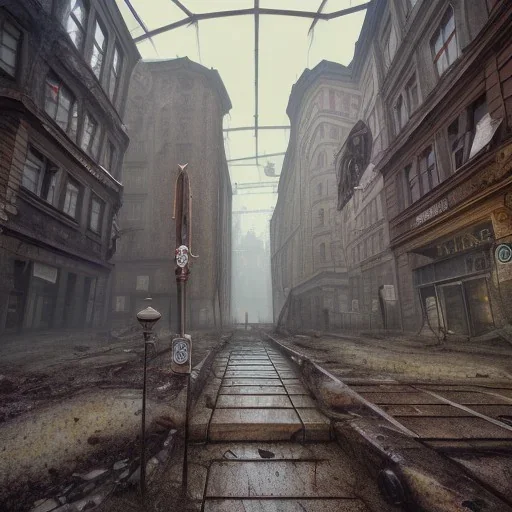 Prague abandoned city centre, postapocalyptic