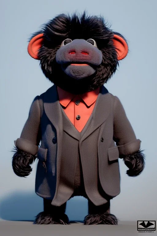 Waist up muppet Portrait, Kim Jong-un muppet doll, black suit, photo studio, red background, unreal engine 5, concept art, art station, god lights, ray tracing, RTX, lumen lighting, ultra detail, volumetric lighting, 3d.