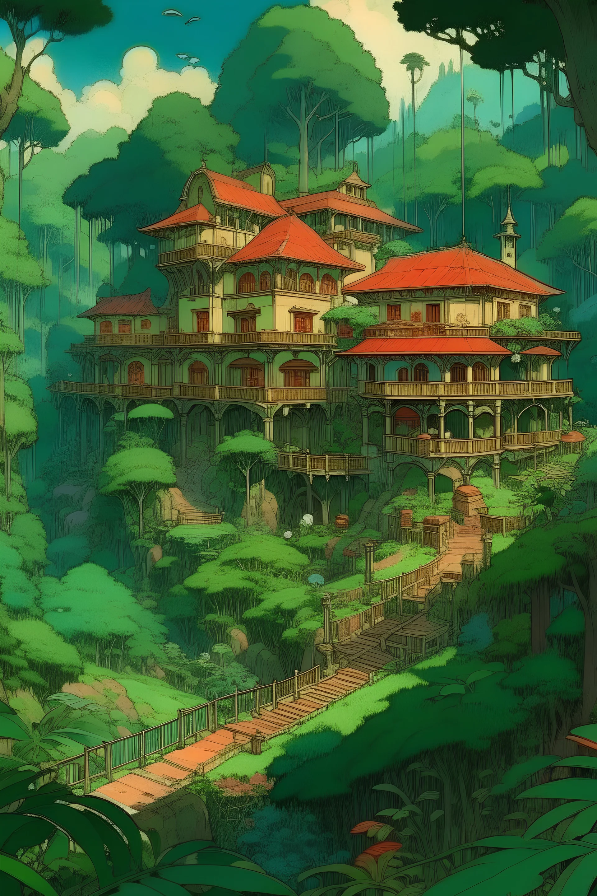 uma mansão na selva, ghibli style