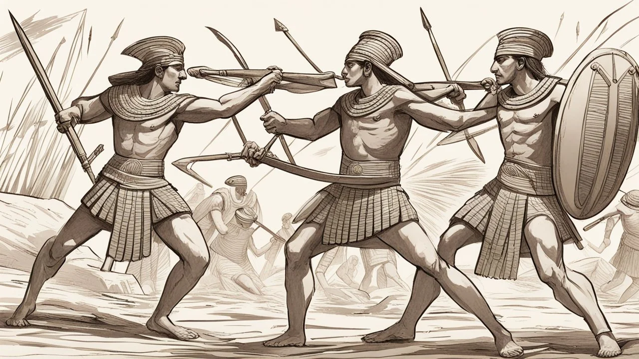 Pharaonic soldiers fighting in battle