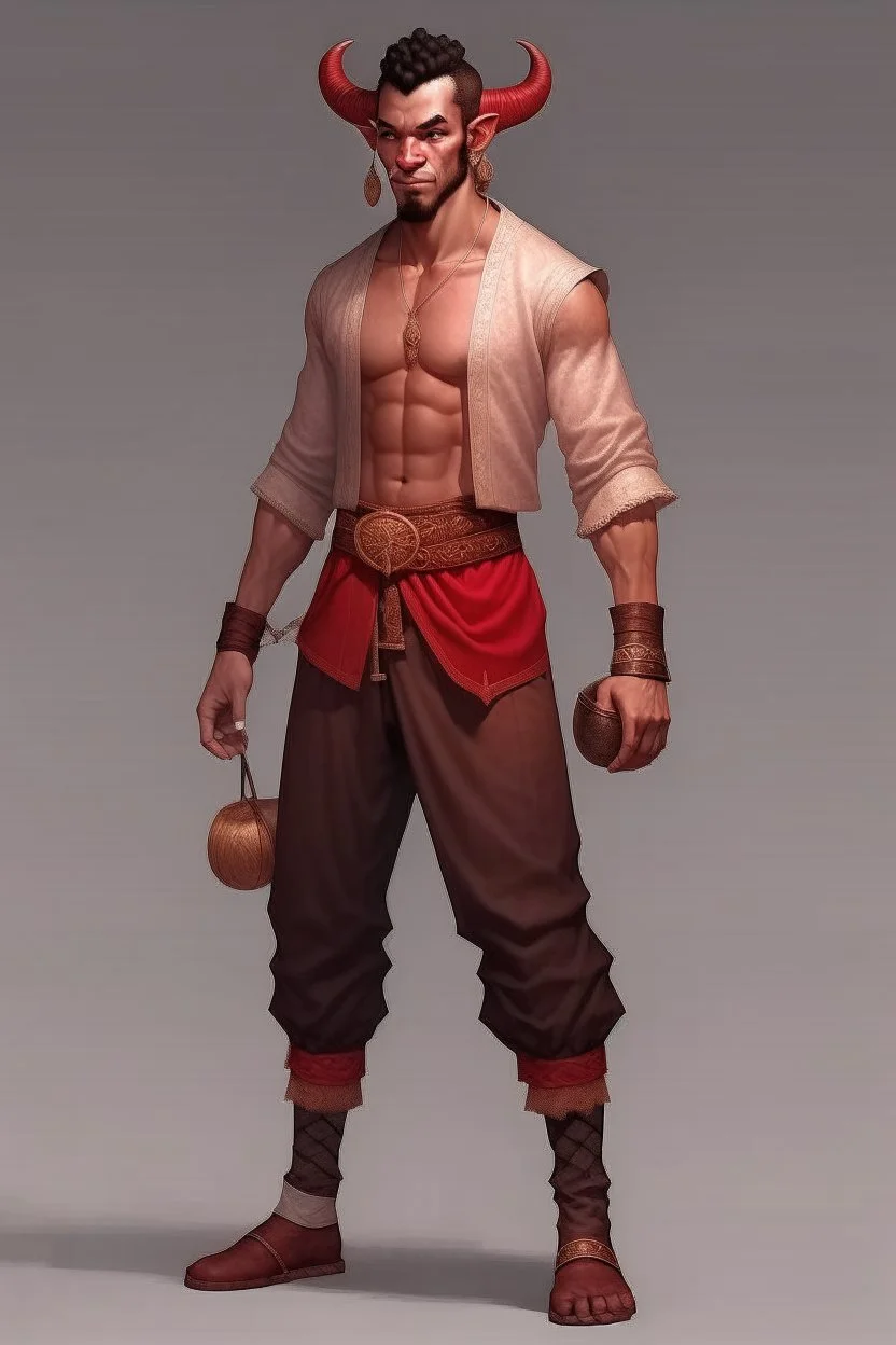 Full Body, Male Tiefling, monk boxer, street outfit