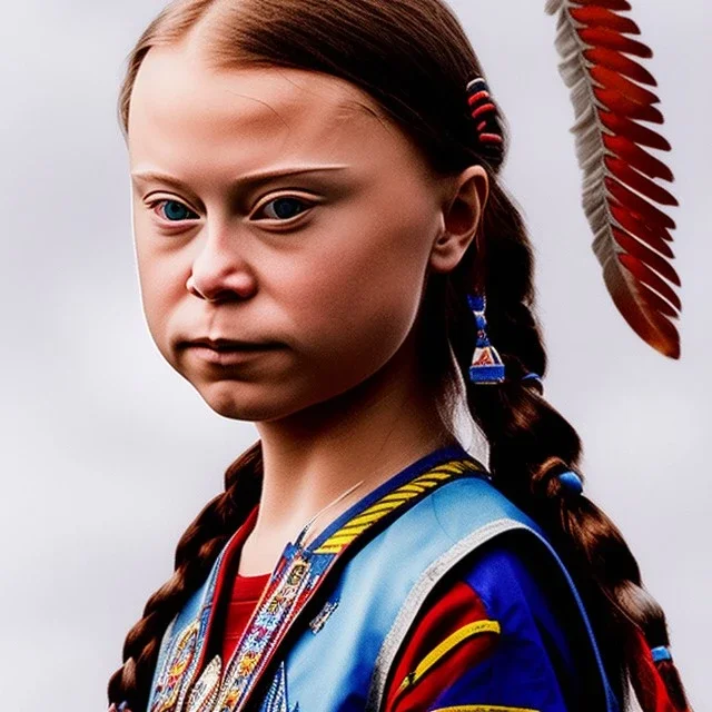  Greta Thunberg native american chief ,apocalypse setting,