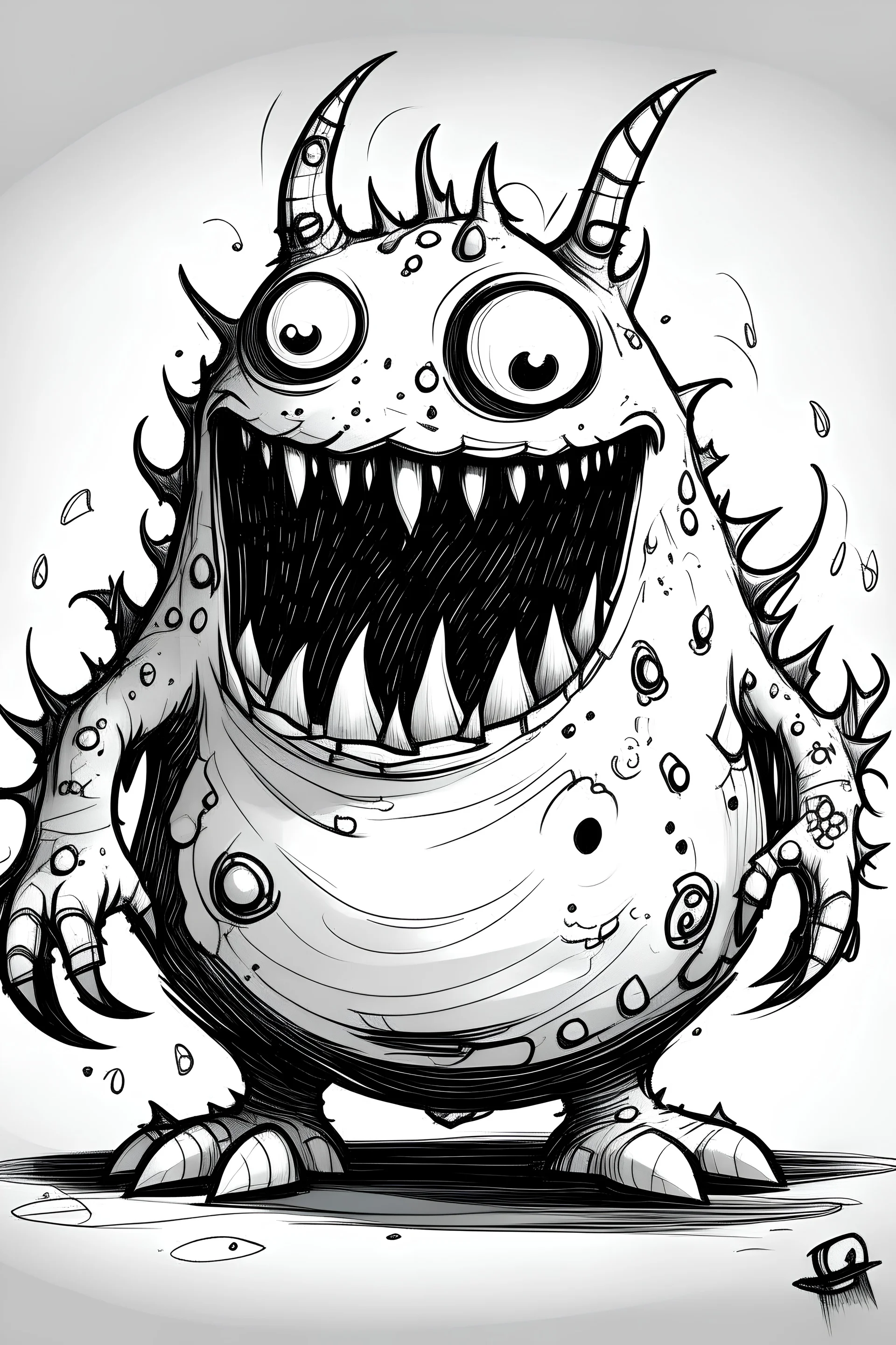 Drawin monster Black and white