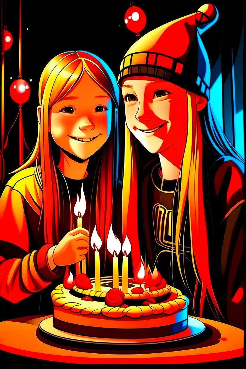 doğum günü kutlayan 2 kız saçlar biraz daha detaylı ikisinden birinin doğum günü