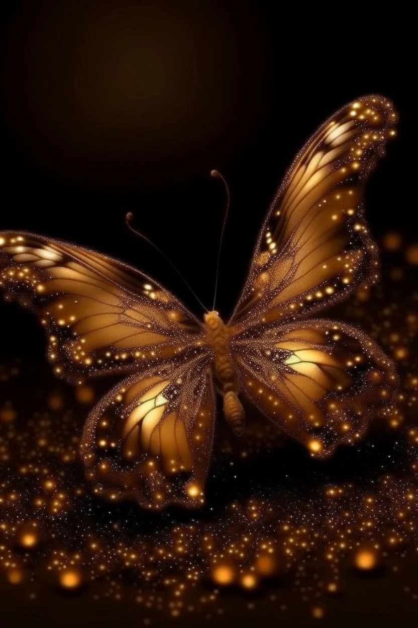 Luminous Light Brown butterfly Fireworks and manure full of stars