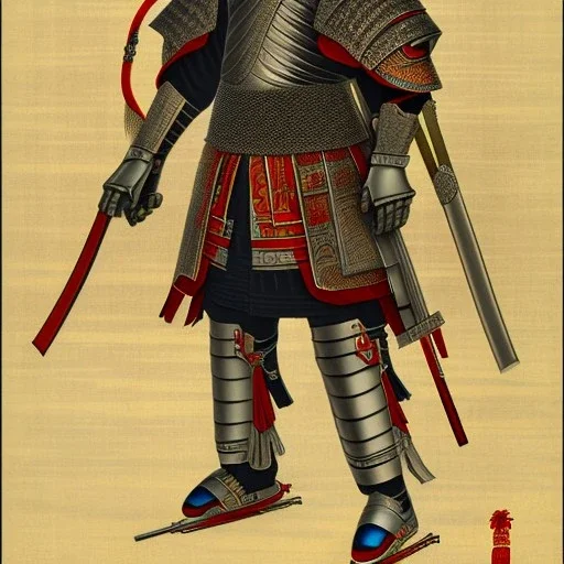 Ukiyo-e Style , Male Samuri in armour