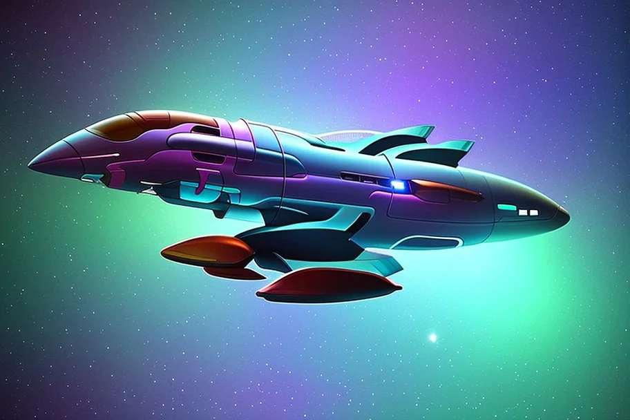 cool design of a small spaceship cruising through the gAlaxy