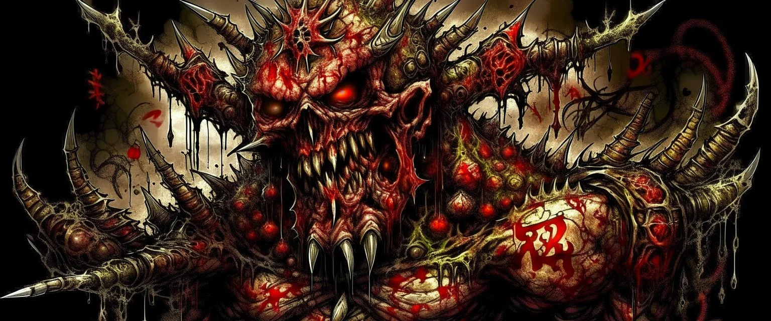 {Greedy} {Greediest} {Gluttony} {Beelzebub lord of flies}{Carrion} {“chaos and salvation!!} - {“Diabolos, Sealed God of Madness!!} -{realism} - {photographic} - [LOGO] chaotic being, detailed, unique, and immersive style!! imaginative idealization {“Devourer of worlds!!} : :-1