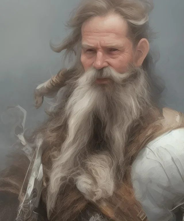 Viking style, 8K, a Highly detailed face of a man, beard, long, sword