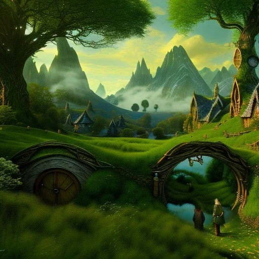 Epic Drawing of scenery of The Hobbit estilo Van Gogh 4k