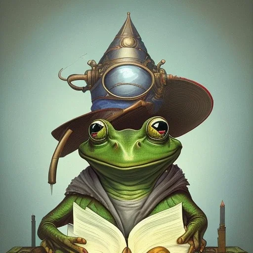 a frog wizard pondering his orb