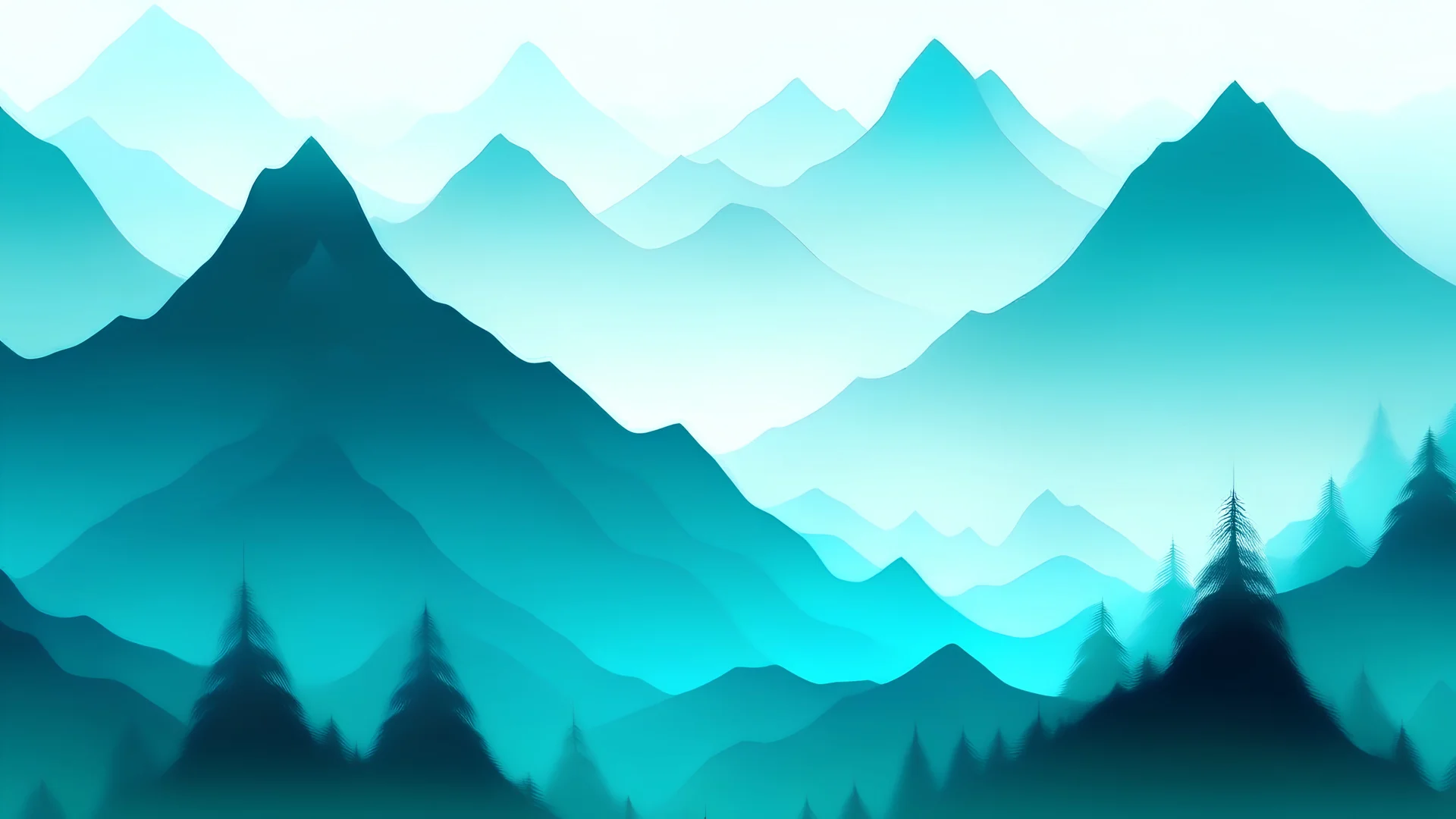 foggy teal mountains vectored
