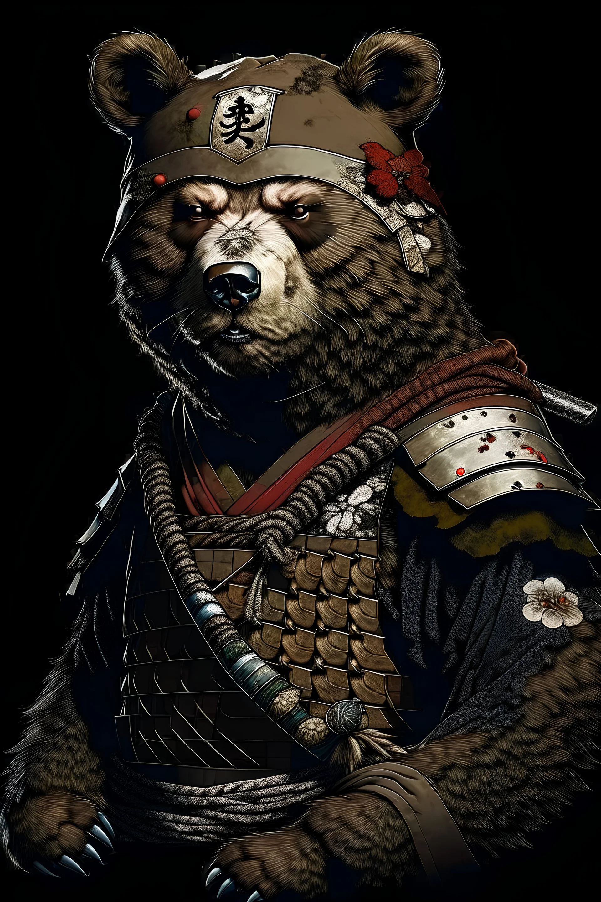 Samurai with a bear mask