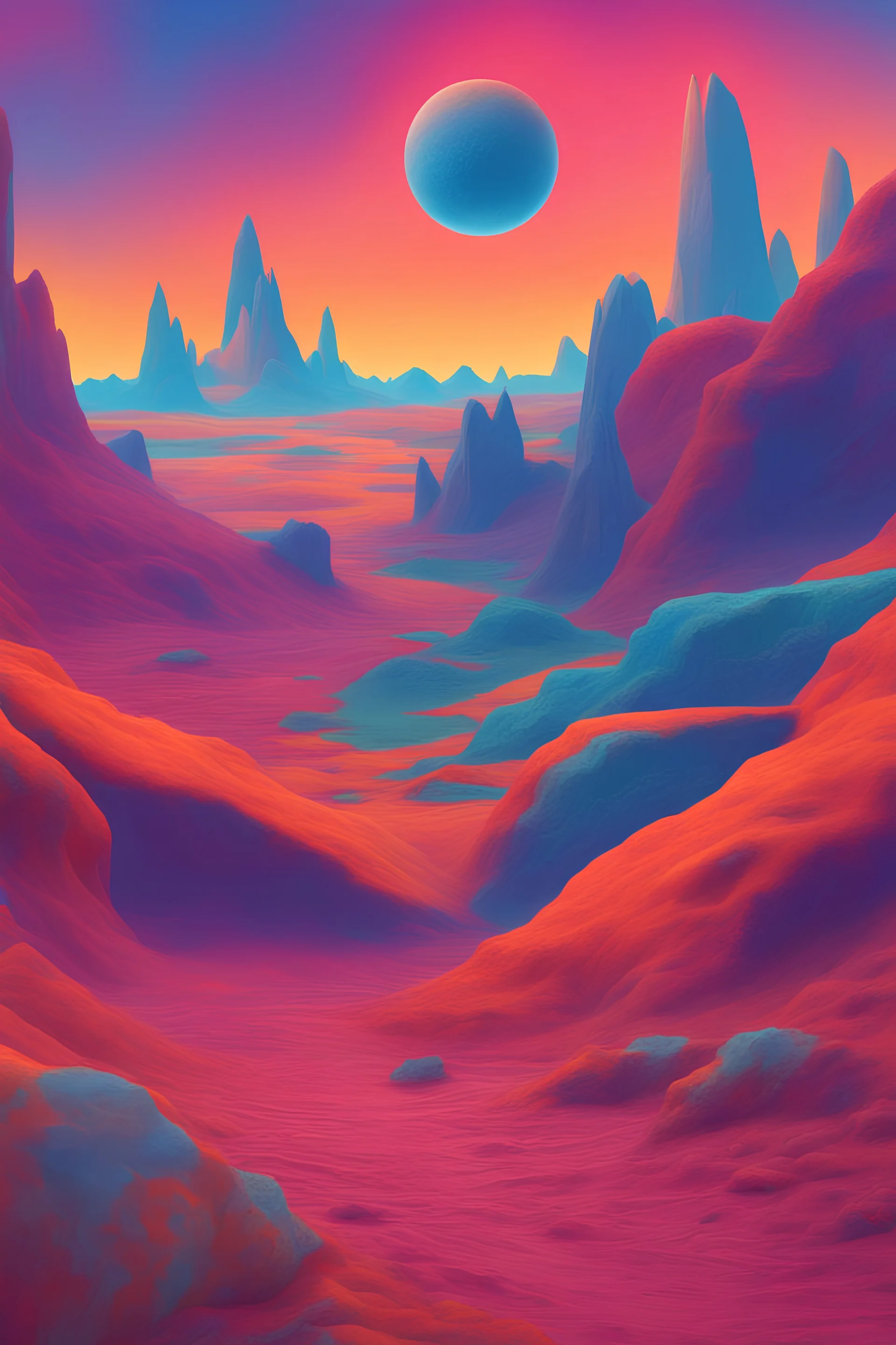 A Alien planet terrain bright colors