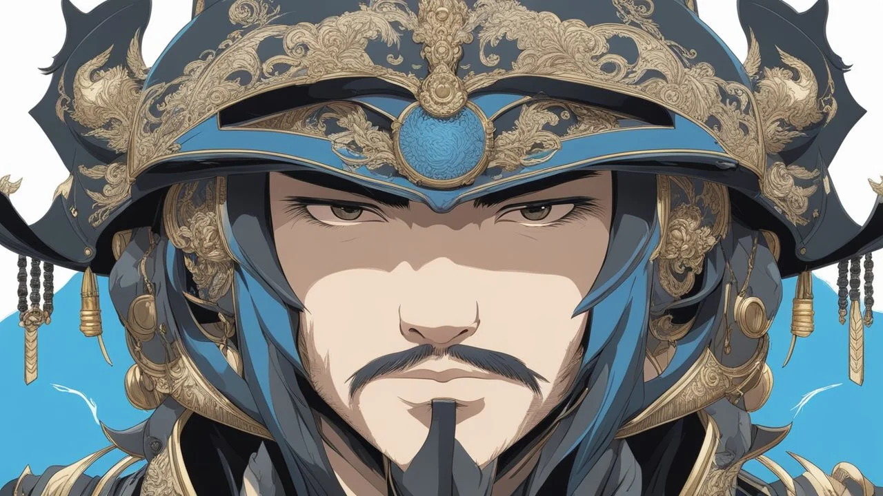 Man with Helmet Class in Kung fuu custom, black and blue color, solo leveling shadow drawing style, intricate details, highly detailed, high details, detailed portrait, masterpiece,ultra detailed, ultra quality