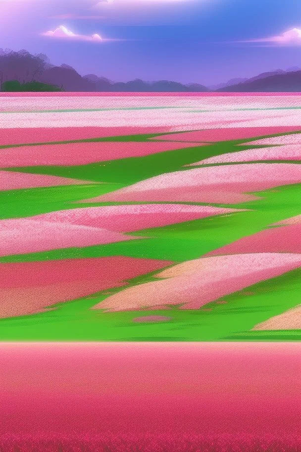 cherry blossom field under the sun