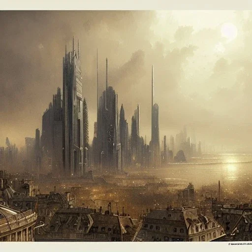 2d Skyline flat , Beaux Arts architecture,interior design,medium long shot,by Jean Baptiste Monge, brilliant stunning, intricate, meticulously, detailed, dramatic atmospheric, maximalist digital matte painting