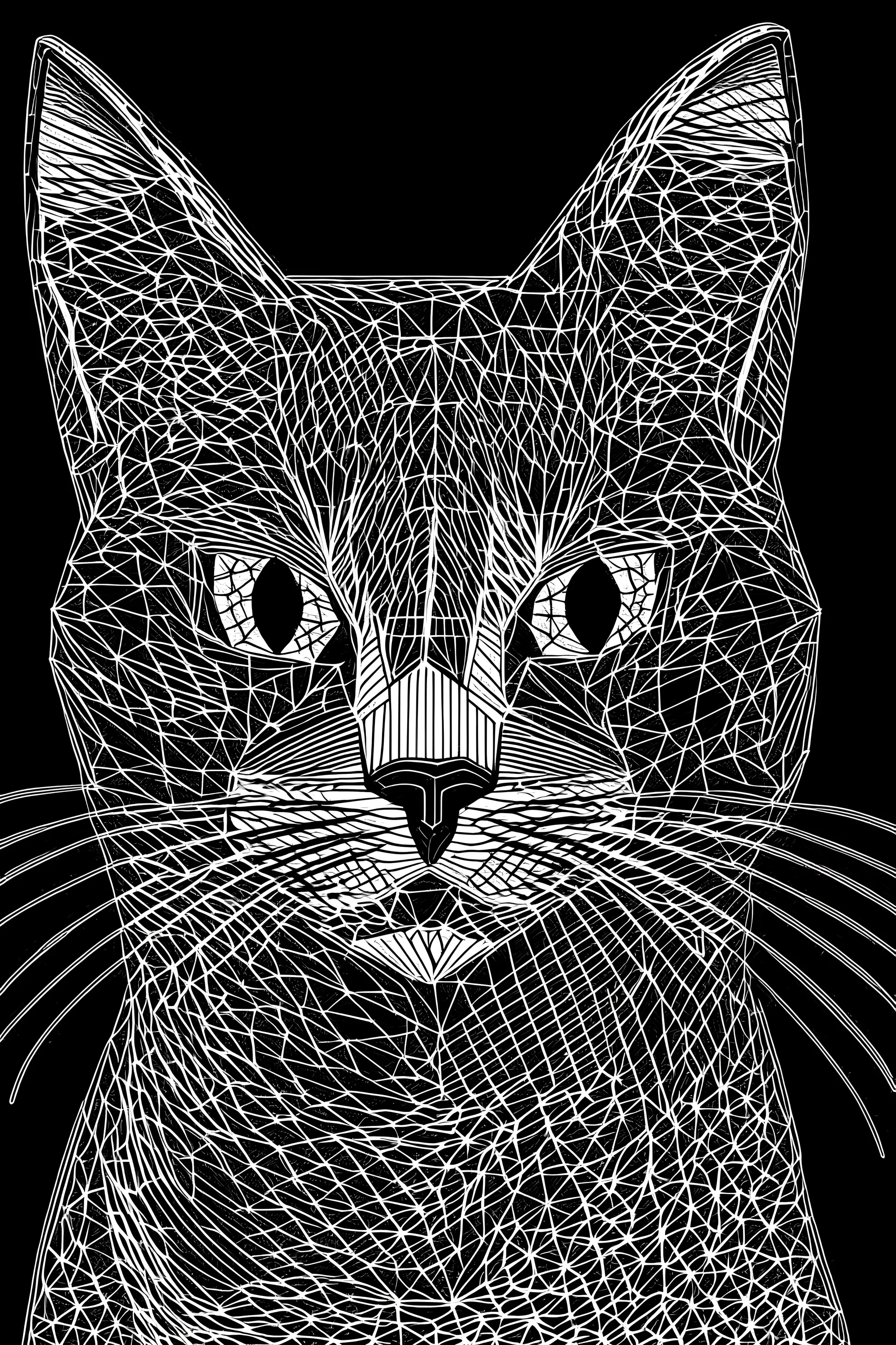 sadece çizgilerden oluşan bir kedi resmi. resim defteri için kalın çizgili olsun
