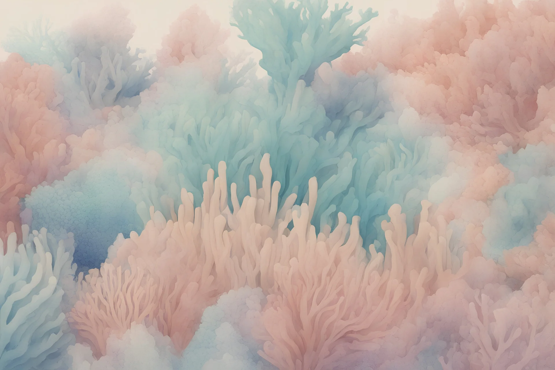 coral reef montage science book style pastel water colour parametric wave effect