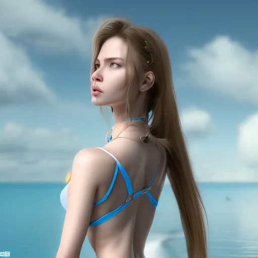 a high school girl who was showing ass, hyper details, realistis, 8k, rtx, hyper realistis, eye looks ocean blue, shy