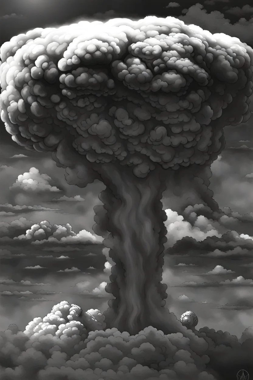 Hiroshima bomb, line arts, manga style