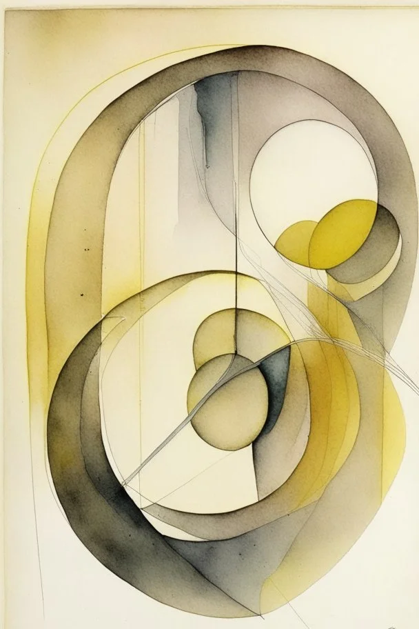 abstract watercolour by barbara hepworth and paul klee in gold and grey