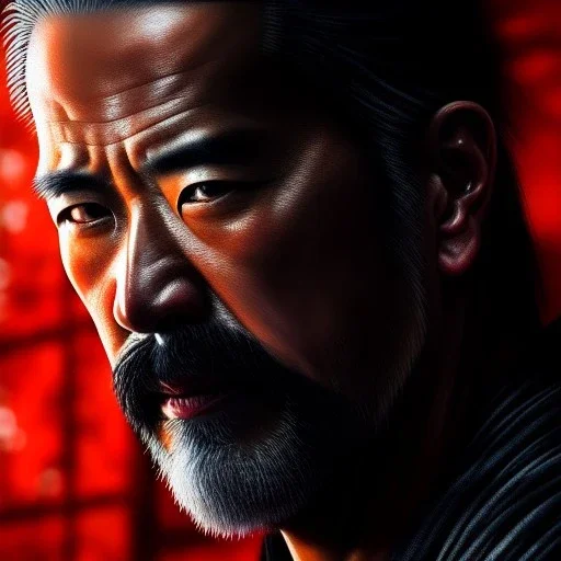 Ultra detailed fullbody Portrait in oil on canvas of Jin Sakai-Ghost Of Tsushima,intense stare,extremely detailed digital painting, extremely detailed face,crystal clear Big eyes, mystical colors ,perfectly centered image, perfect composition, rim light, beautiful lighting,masterpiece,8k, stunning scene, raytracing, anatomically correct, in the style of robert e howard and Ken Kelley and Ohrai Noriyoshi and Simon Bisley and tomzj1