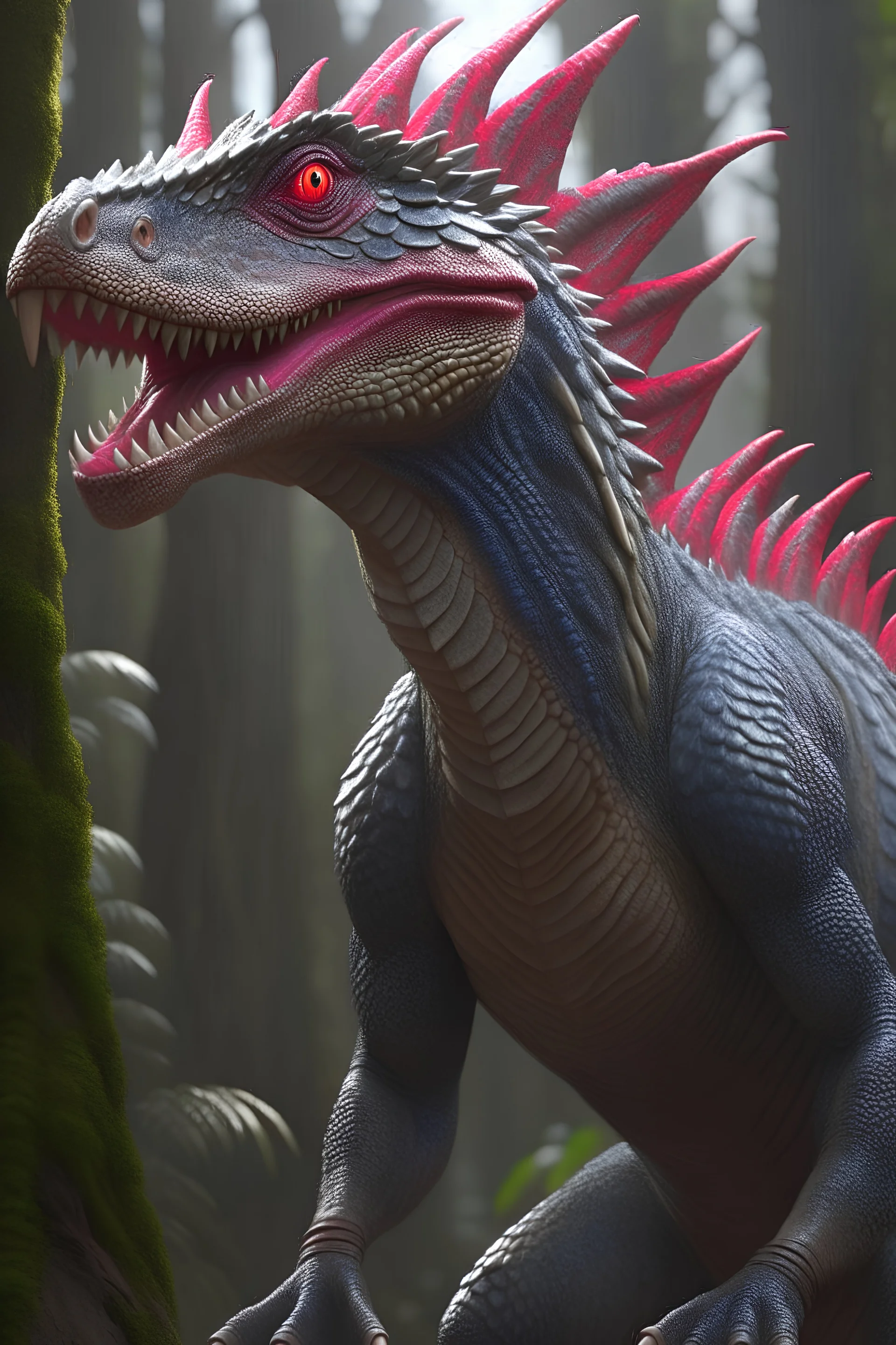 Dinosaur dragon creature , 3d 4k octane render, lifelike, photorealistic, artstation, illustration, smooth, sharp focus, ornate, intricate, complex, highly detailed, digital painting, smooth, art by tom bagshaw, akihiko yosh