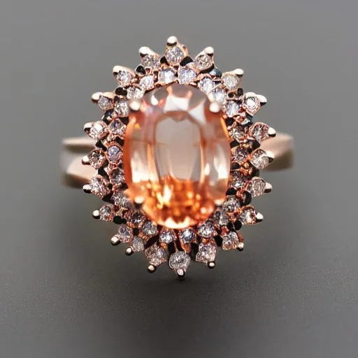 ring with peach sapphire, delicate, stunning