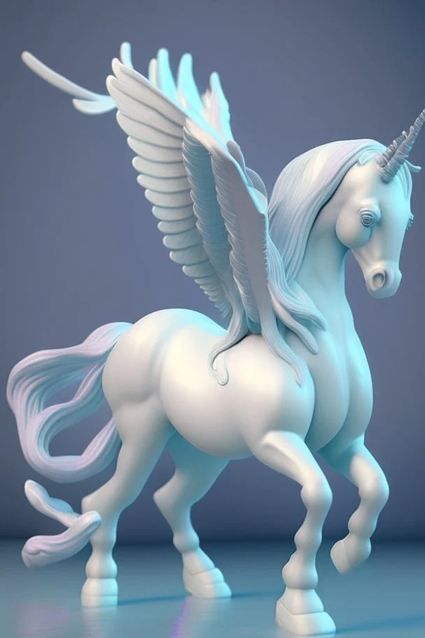 Ghost Pegasus ,soft pastel, high definition, 3d icon clay render, blender 3d