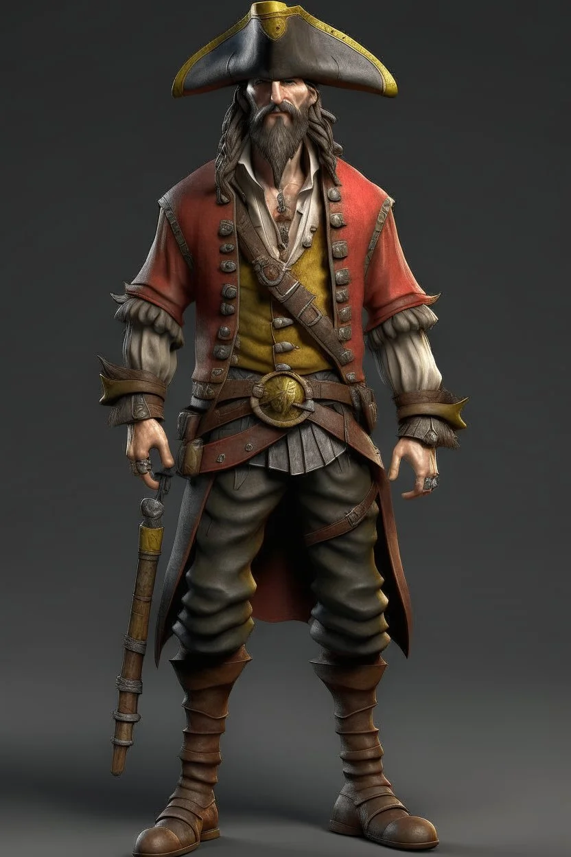 wellerman pirate, realistic style, full figure frontal view, no beard and no hair