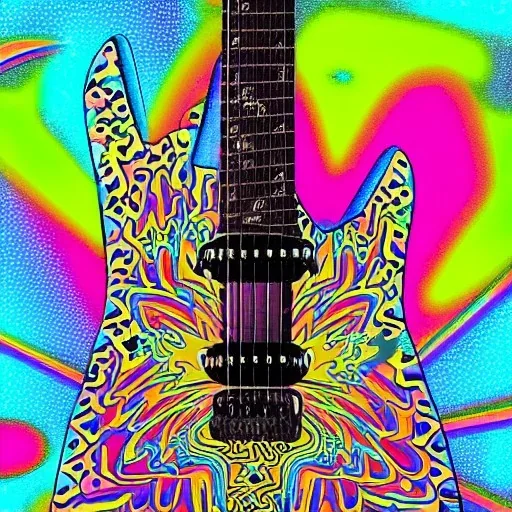 PEACE guitar PEACE SIGN psychedelic hippie trippy acid LSD PEACE GUITAR NO GREEN